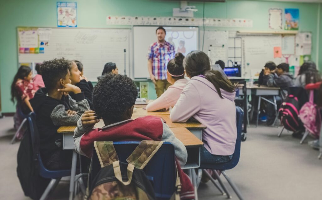 Classroom of students learning as part of the Ontario education system